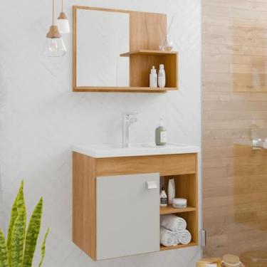 Imagem de Armário para Banheiro, Kit Banheiro Completo MDF Armário Espelheira e 