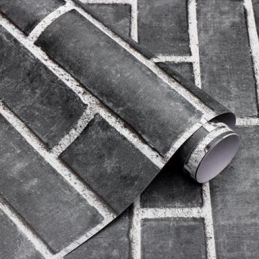 Imagem de Papel de parede HeloHo Grey Brick Peel Stick 500x45 cm