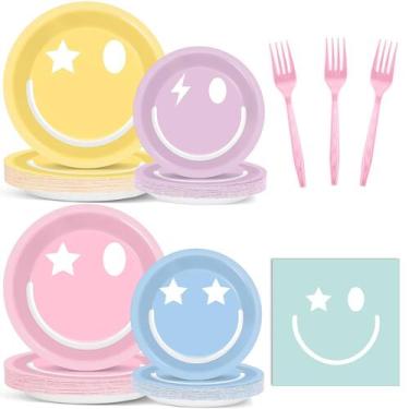 Imagem de Conjunto de talheres de festa Justforjoyful Preppy Smile Face 96 unida