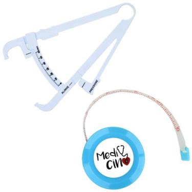 Imagem de Kit Avaliacao Fisica Medir Gordura Corporal Fita Metrica Imc Adipometr