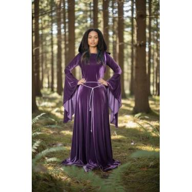 Imagem de Vestido medieval bruxa clássica na cor roxa halloween - Princesa Urban