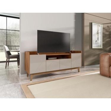 Imagem de Rack Ruby 4 Portas com Nicho central Off White/Noce - Mobiliar Home Sh