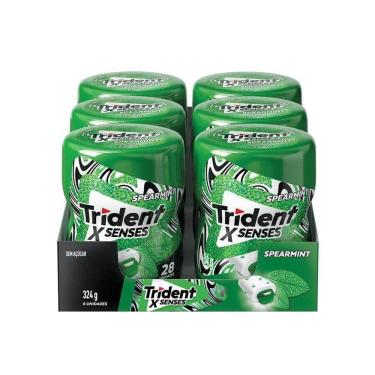 Imagem de Chiclete Trident XSenses Spearmint sem açúcar Menta Garrafa - Caixa com 6 Unidades	