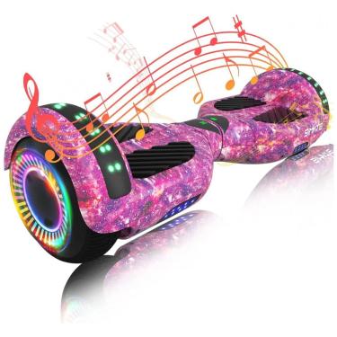 Imagem de Hoverboard SIMATE Galaxy Purple com Bluetooth, Rodas Todo Terreno com Luzes de LED e Controle por App – Crianças e Adultos