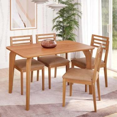 Imagem de Mesa 1,30 Para Sala de Jantar Tampo em MDF Com 4 Cadeiras - Ornae