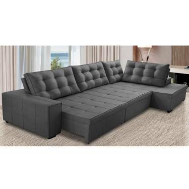 Imagem de Sofá de Canto Retrátil e Reclinável com Molas 3,40x2,00 Berlim Suede C