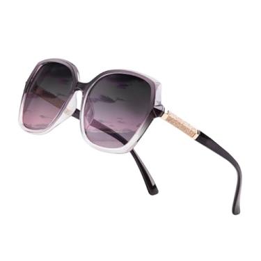 Imagem de Óculos de sol modernos para mulheres, lentes polarizadas quadradas, armação brilhante para compras Tarvel, Roxo/cinza e roxo, Standard/Adult