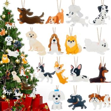 Imagem de Remerry Conjunto de 15 peças de enfeites de animais de safári de feltro para árvore de Natal, floresta, decoração de casa, árvore de Natal, estilo puppy