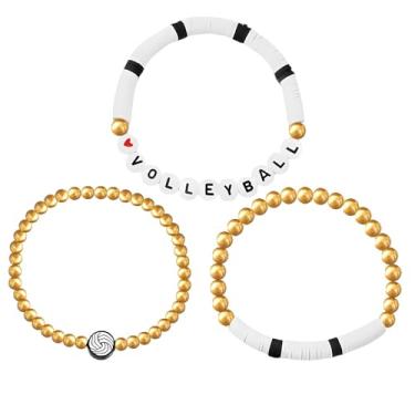 Imagem de Pulseira de basquete empilhável, presente para mulheres, homens, futebol, voleibol, para membros da equipe, acessórios esportivos, Small, Acrílico, Sem Pedra Preciosa