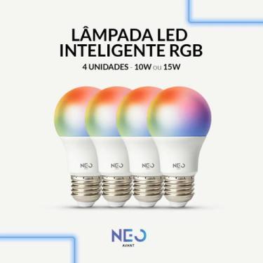 Imagem de Kit 2 a 5 Lampada Led Pera Smart Inteligente Wifi 2.4 GHz 10w RGB Colo