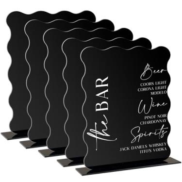 Imagem de JINMURY Pacote com 10 cartões de acrílico recortado preto com bases, 20 x 25 cm, retangulares ondulados, retangulares, cartões de mesa em branco, 1/20.3 cm para números de mesa de eventos de casamento