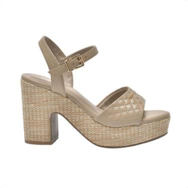 Imagem de Sandália Feminina Salto Alto Grosso Via Marte Bege, Light taupe, Grano