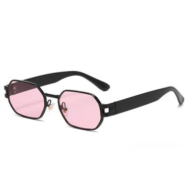 Imagem de Óculos de Sol Candy Color Feminino Punk Oval Masculino Metal UV400 para Esportes ao Ar Livre, Corrida e Ciclismo, Dourado e Roxo