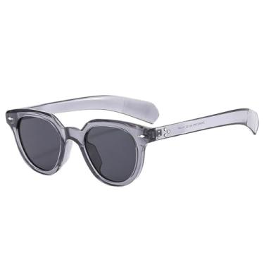 Imagem de Óculos de Sol Feminino Oval com Rebites, Lentes Gradientes e Proteção UV400 para Esportes ao Ar Livre, Corrida e Ciclismo, Cinza
