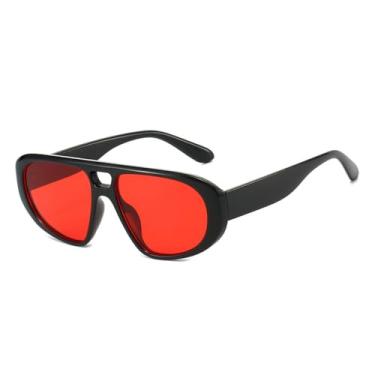 Imagem de Óculos de Sol com Ponte Dupla Feminino UV400 Vermelho Azul Masculino Punk para Esportes ao Ar Livre, Corrida e Ciclismo, Preto e Vermelho
