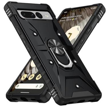 Imagem de SORAKA Capa para Google Pixel 7 Pro com suporte para anel,PC rígido e TPU macio,proteção dupla 2 em 1,compatível com suportes magnéticos para carros