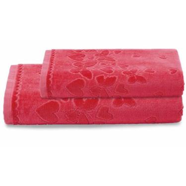 Imagem de Kit Jogo de Toalhas Dohler 2 Peças Banhão e Rosto Romance 100% Algodão