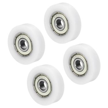 Imagem de Roda de polia de nylon 6 x 28 x 7 mm, pacote com 4 608zz rolamento rolante deslizante roda de rolo para porta janela gaveta hardware condução equipamento mecânico, branco