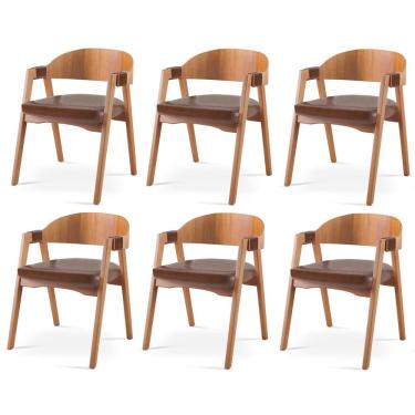 Imagem de Kit 6 Cadeiras para Sala de Jantar Luna Marrom