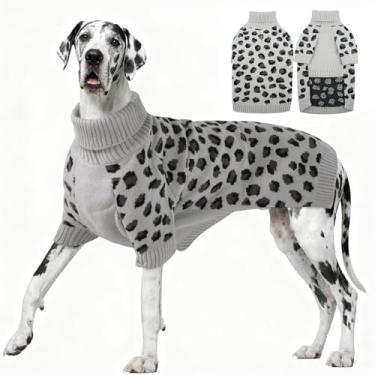 Imagem de ROZKITCH Suéter de cachorro grande, pulôver de malha quente para clima frio, casaco de cachorro de gola rolê para pastores, boxers e mastins, cinza 4GG