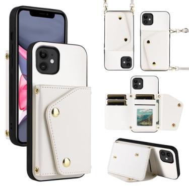 Imagem de Dibosom Capa carteira de luxo para iPhone 11 6.1 com 5 compartimentos para cartões, fina e fina e alça de ombro, suporte para cartão de crédito, capa de telefone para iPhone 11 iPhone 11 i Phone11 11s