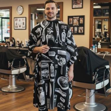 Imagem de Capa de barbeiro para corte de cabelo com escova de espanador de pescoço, acessórios de cabeleireiro de salão profissional para homens e mulheres corte de cabelo em casa