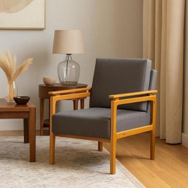 Imagem de Kit 2 Poltronas Yasmin Para Sala De Estar Ou Recepção Madeira Maciça E