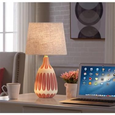 Imagem de Luminária de mesa contemporânea de cerâmica, estilo americano, luxuosa, com LED, para sala de estar, quarto, escritório, casa de campo, hotel ou mesa de cabeceira (Estilo 148A)