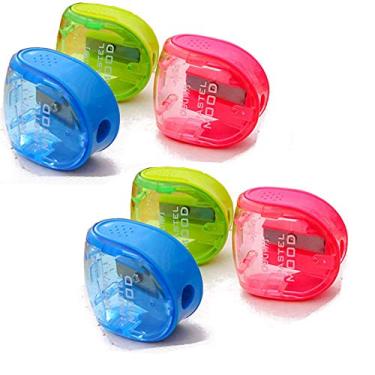 Imagem de Apontador de lápis de plástico miniatura com capa para sala de aula, 6 peças