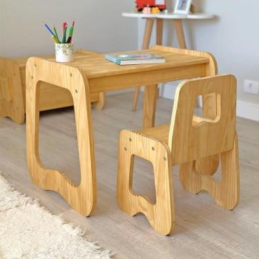 Imagem de Mesa Com Cadeira Infantil Encanto Em Madeira Mel