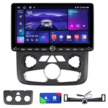 Imagem de Rádio estéreo automotivo com tela sensível ao toque de 10 polegadas para Dodge Ram 1500 2500 3500 2013-2018 (controle climático CA manual ou automático) kit de painel de substituição com fio CarPlay
