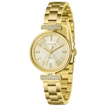 Imagem de Relógio Feminino Dourado Lince com Detalhes em Strass LRGH259L30 C1KX