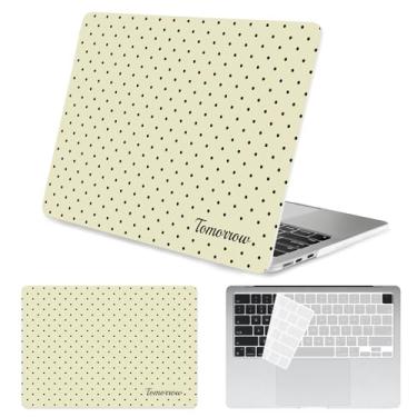 Imagem de Seorsok Compatível com a nova capa MacBook Air de 13,5 polegadas M4 M3 M2 2025 2024-2022 versão A3240 A2681 A3113 Touch ID, capa rígida de plástico de bolinhas preta texturizada creme premium e capa