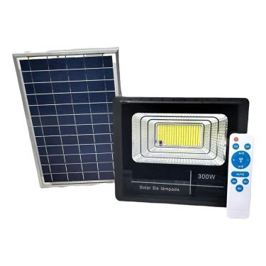 Imagem de Refletor Led Holofote 300W Placa Solar Bateria Prova Dágua C