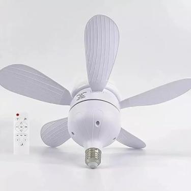Imagem de Lâmpada Mini Ventilador Bivolt de Teto Silencioso 30W E27 com Luminária LED – Ventile e Ilumine com Eficiência Ilumine e Refresque o Seu Ambiente