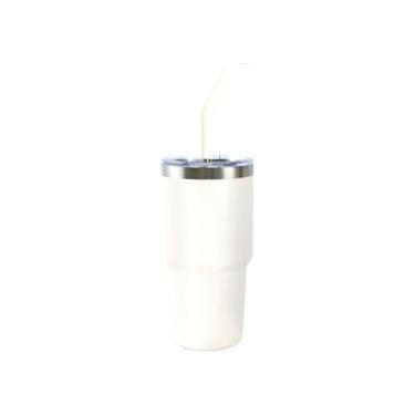 Imagem de Garrafa TéRmica Com Tampa E Canudo | Garrafa TéRmica Tipo Squeeze, Adequada Para áGua E Bebidas(Creme-600ml)