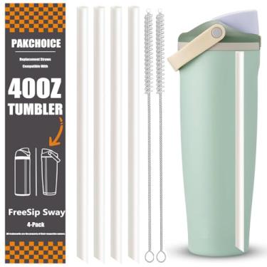 Imagem de 4 canudos de substituição para garrafa de água Owala FreeSip Sway 1,134 g, canudos de plástico reutilizáveis com 2 escovas de limpeza para copo de viagem de 1,134 g, acessórios para garrafa esportiva