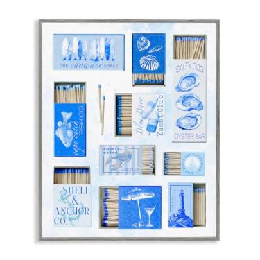 Imagem de Stupell Industries Blue Coastal Matchboxes arte giclée emoldurada cinza, design por Ziwei Li, 14 x 11