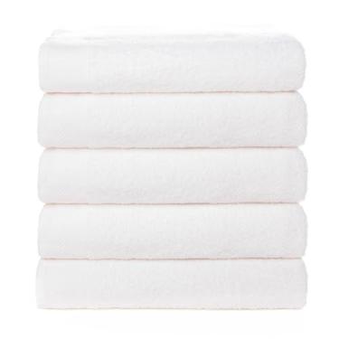 Imagem de Kit 5 Toalhas de Banho Gigante 75x150cm – Conforto e Qualidade em 100% Algodão (Branco)