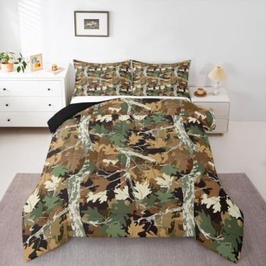 Imagem de Feelyou Conjunto de cama de camuflagem macio para meninos e meninas, conjunto de edredom queen size ou chalé rústico, edredom de microfibra de caça, casa de fazenda, 3 peças com 2 fronhas
