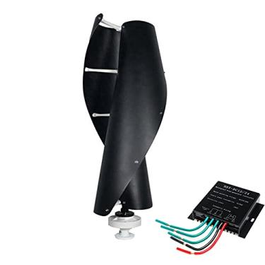 Imagem de 48v,HENGJINGTR Gerador de Turbina Eólica de Eixo Vertical 10000W, Moinho de Vento Exterior de 2 Pás com Kit de Energia e Controlador para Casa, Quinta e Barcos
