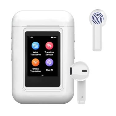 Imagem de XUPURTLK Dispositivo tradutor de idiomas, fones de ouvido de tradução em tempo real com 144 idiomas, dispositivo tradutor com fones de ouvido de tradutor IA suporta ChatGPT/gravação, tradutor de