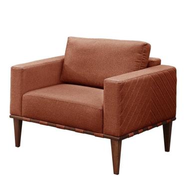 Imagem de Poltrona Bella Luxo Madeira Maciça Castellar Móbile Linho Terracota Linho Terracota