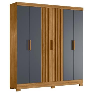 Imagem de Guarda Roupa Casal 195cm Ripado Arlon M07 Freijó-cinza - Mpozenato