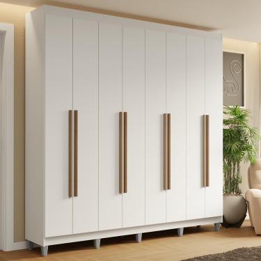 Imagem de Guarda-roupa Casal Com Pés 8 Portas Batentes Branco-branco-rustic Saturno Madesa