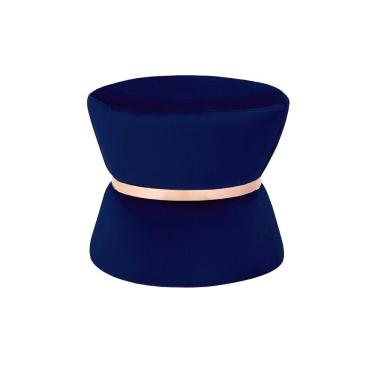 Imagem de Puff Sala de Estar 45cm Dhaka Veludo Azul Bic Gran Belo