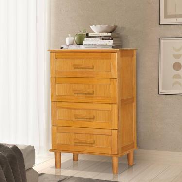 Imagem de Cômoda Madeira Maciça Vintage Chicago 4 Gavetas Imbuia