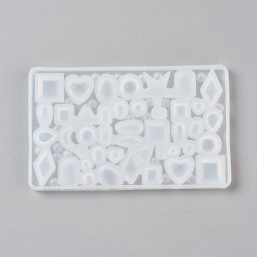 Imagem de 1 molde de cabochão de silicone faça você mesmo, molde de resina em forma quadrada de coração redondo branco para projetos de artesanato DIY, artesanato, brincos de pingente de presente e decoração de