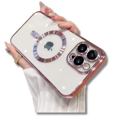 Imagem de Capinha Magnética capa iPhone 12 13 14 15 16 Pro Promax e silicone anti-impacto (rosa, iPhone 13 Pro Max)