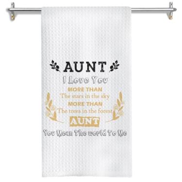 Imagem de GOOZHO Aunt Gifts Toalhas de cozinha, presentes de tia para aniversário do dia das mães de sobrinho toalhas de mão para decoração de banheiro, tia você significa o mundo para mim, toalhas de chá para